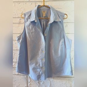 L.L. Bean Sleeveless Chambray Shirt XL Reg Blue